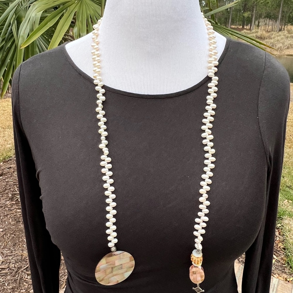 Freshwater pearl lariat necklace 36 inches - Picture 12 of 14